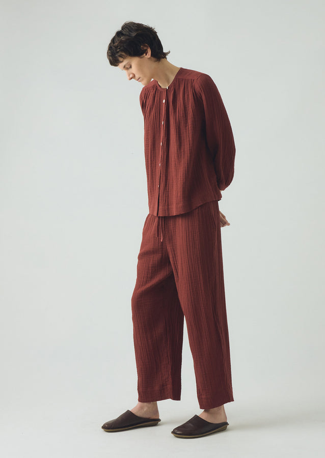Crinkle Cotton Pyjamas | Deep Berry